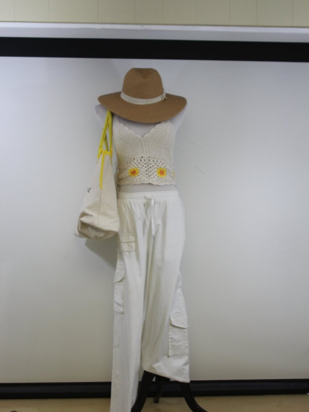 VRG GRL White Cotton Cargo Pants Utility Parachute Y2K Streetwear Elastic Waist